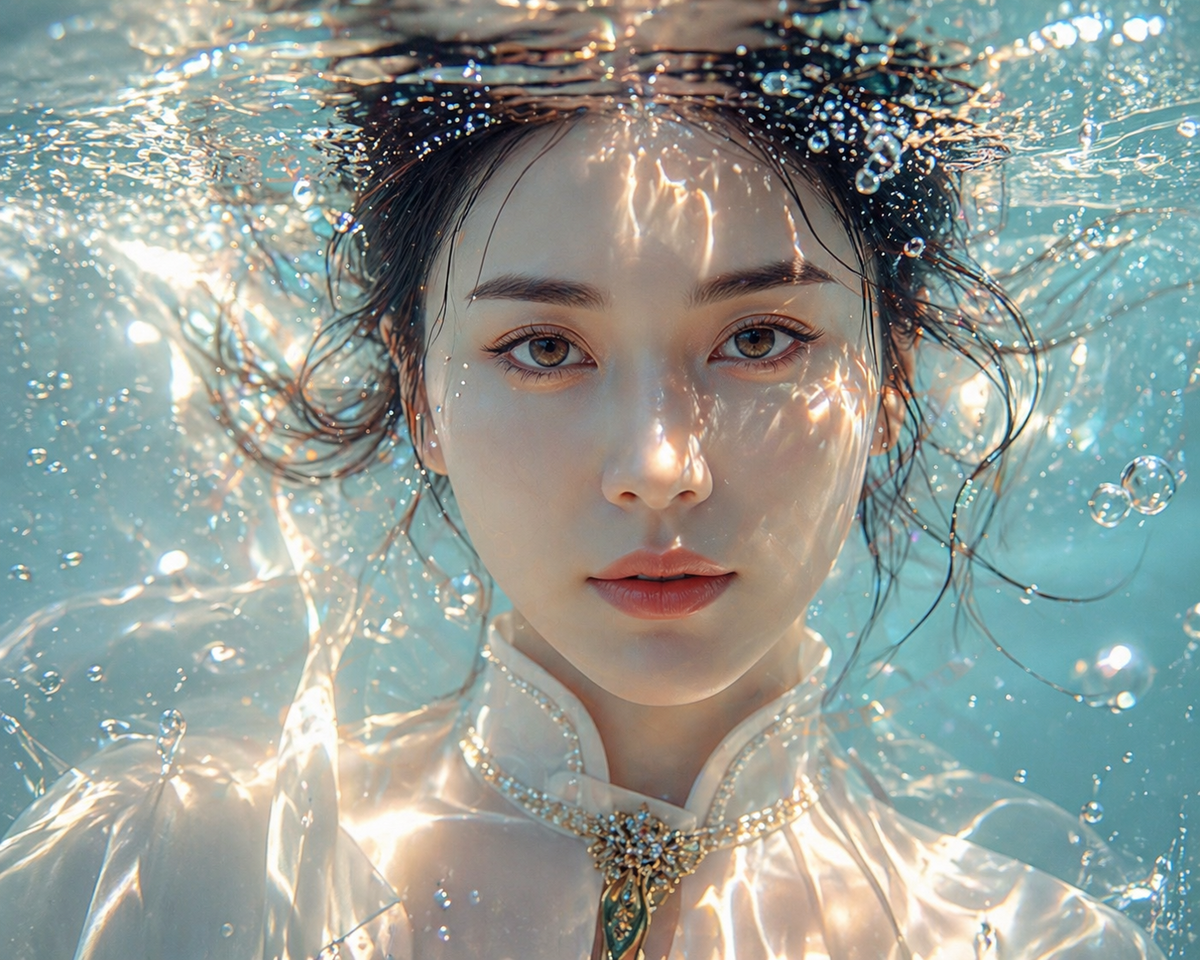 ChatGPT画像機能で作成した水中ポートレート｜リアルな人物写真風のAI画像