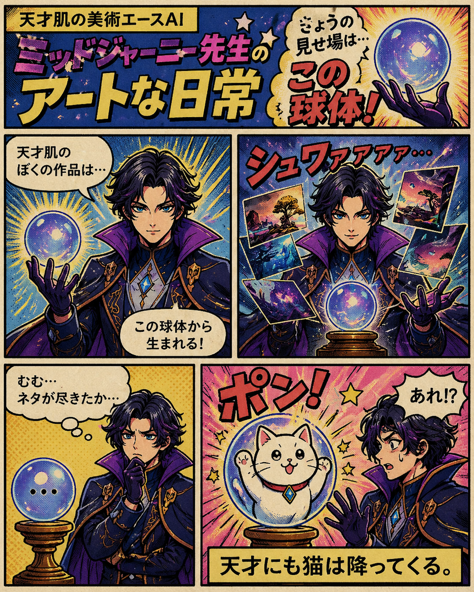 ChatGPT画像生成で作成した4コマ漫画風イラスト｜AIで漫画を作る方法と作例