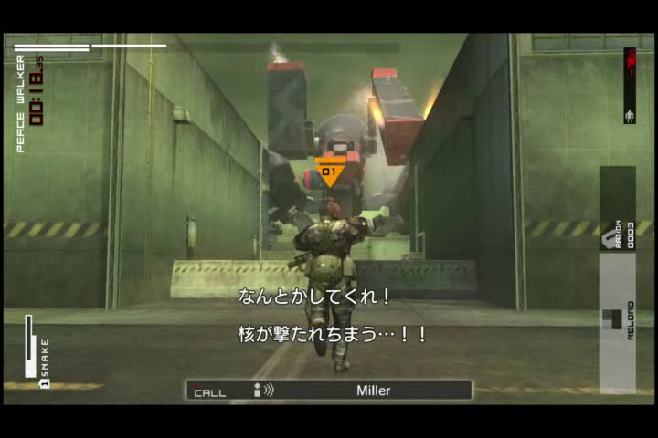 PSP版系PEACE WALKERのAI兵器戦画面。YUUのゲーム雑記掲載画像。