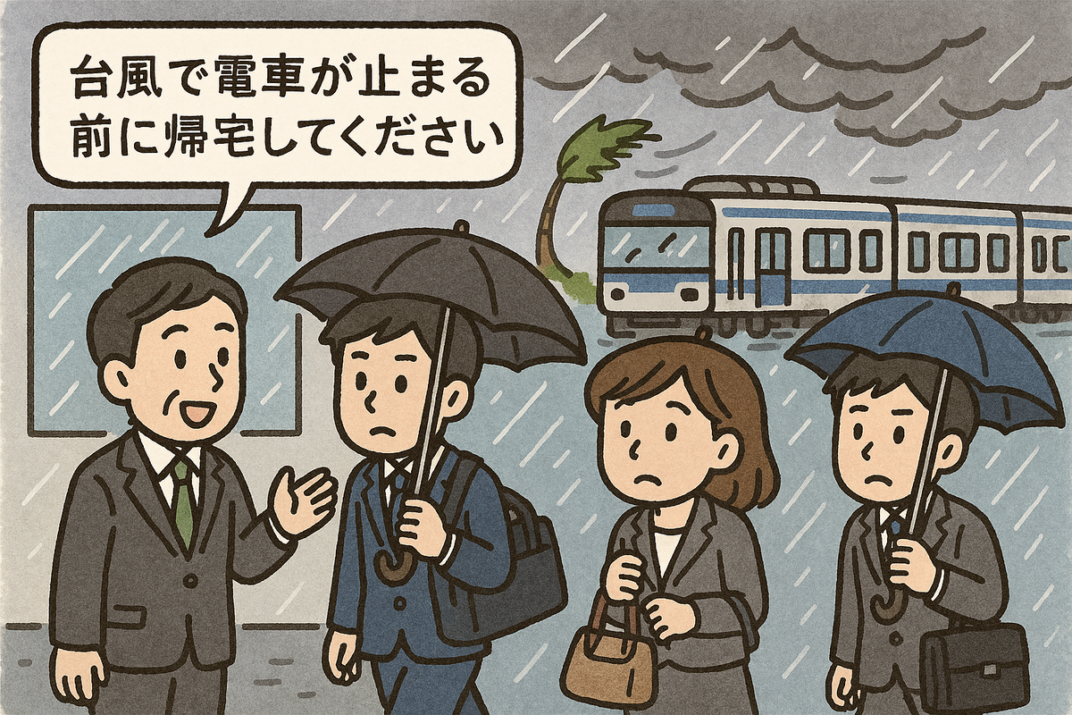台風 で 電車 止まる