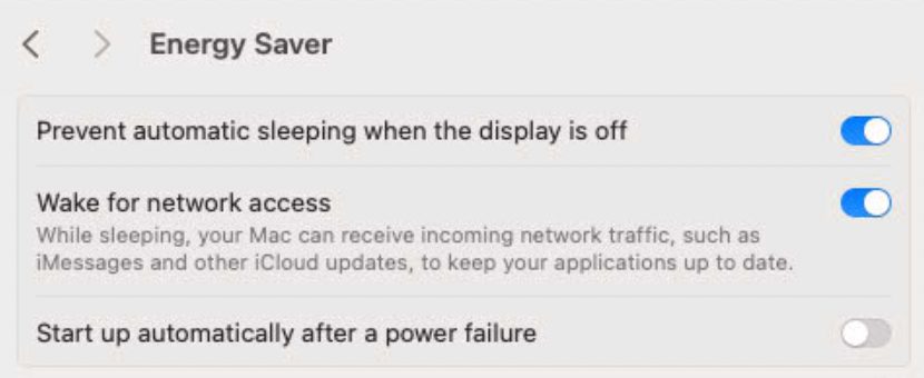Settings > Energy Saver