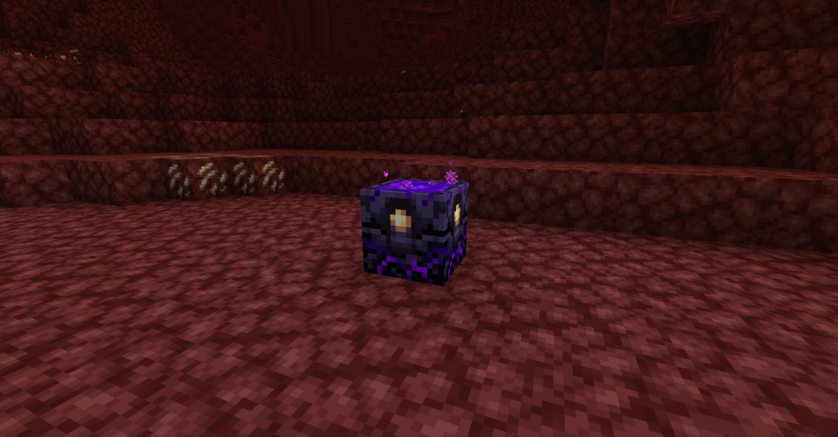 リスポーンアンカーにグロウストーンを設置した様子