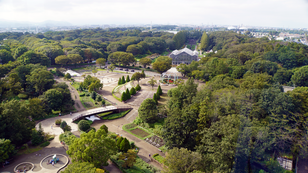 グリーンタワーから見た相模原公園と麻溝公園