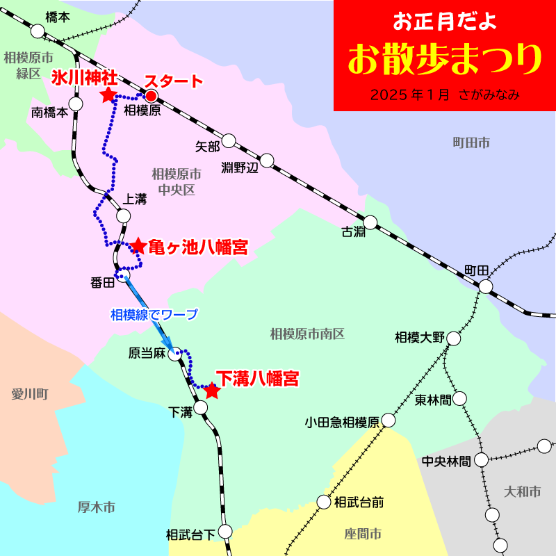 お正月初詣散歩2025③ -番田・原当麻・下溝-