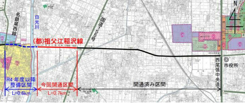 愛知県稲沢市 都市計画道路 祖父江稲沢線(県道給父稲沢線)が開通