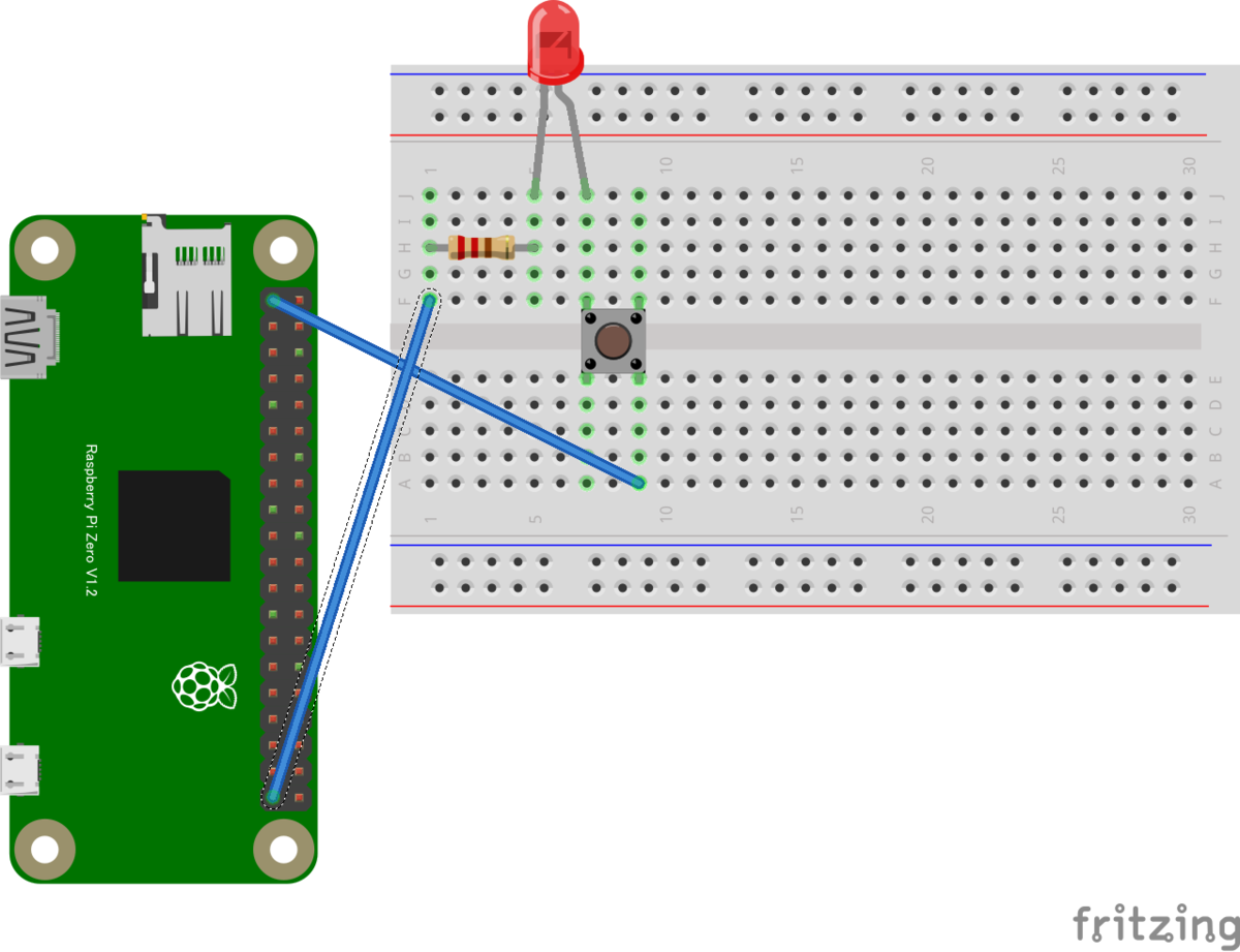 Lチカ回路 (ボタン付き)