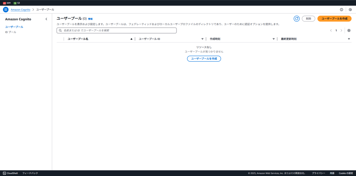 実行前の Cognito