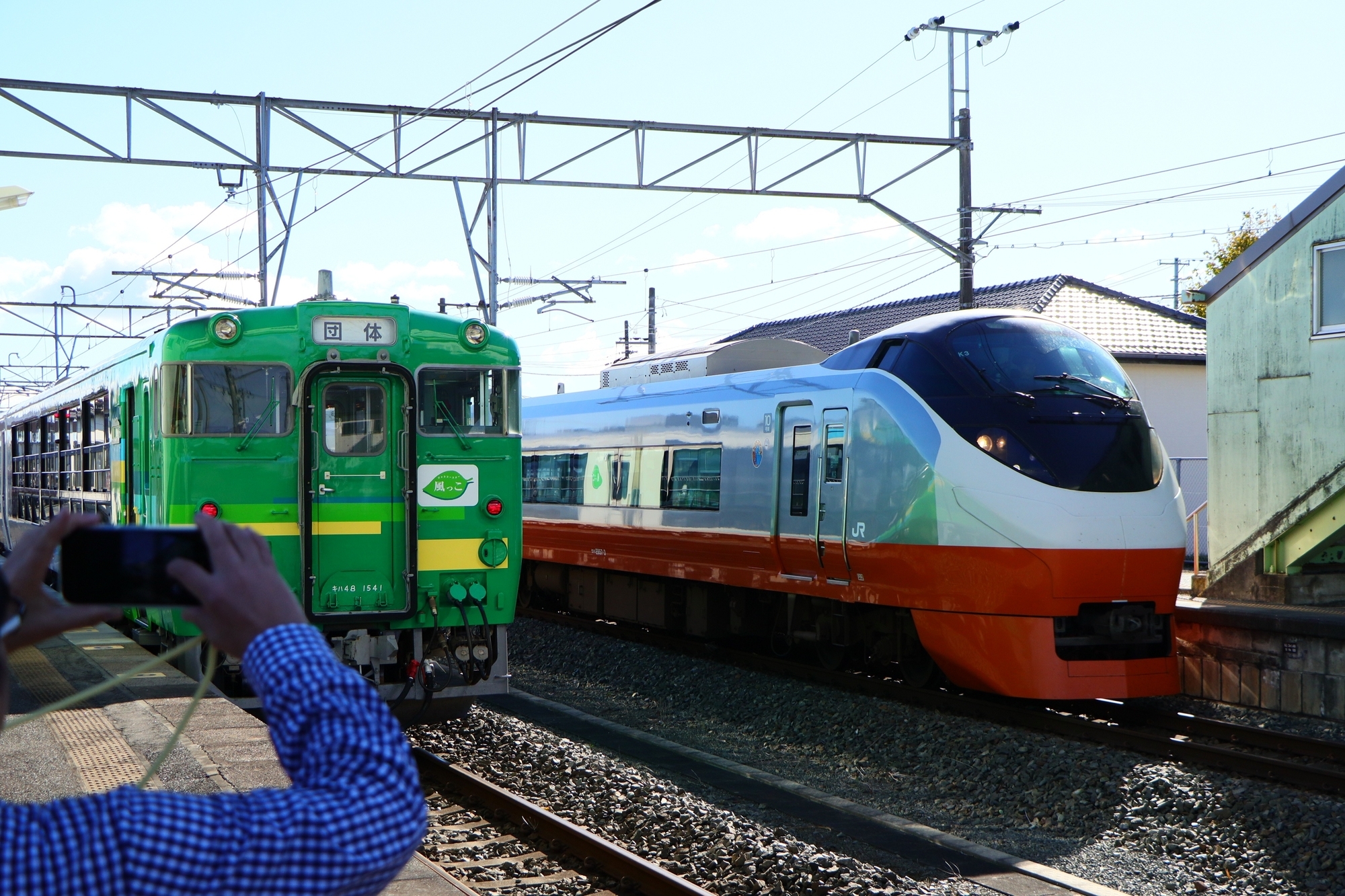 鹿島駅　風っこ　ひたち　離合
