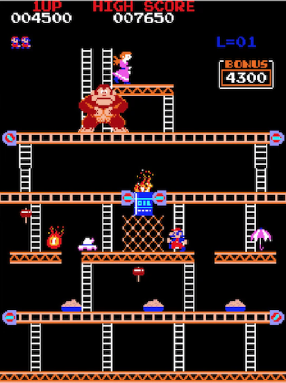 ドンキーコング】ドンキーコングとマリオのデビュー作!ゲーム史に名を ...
