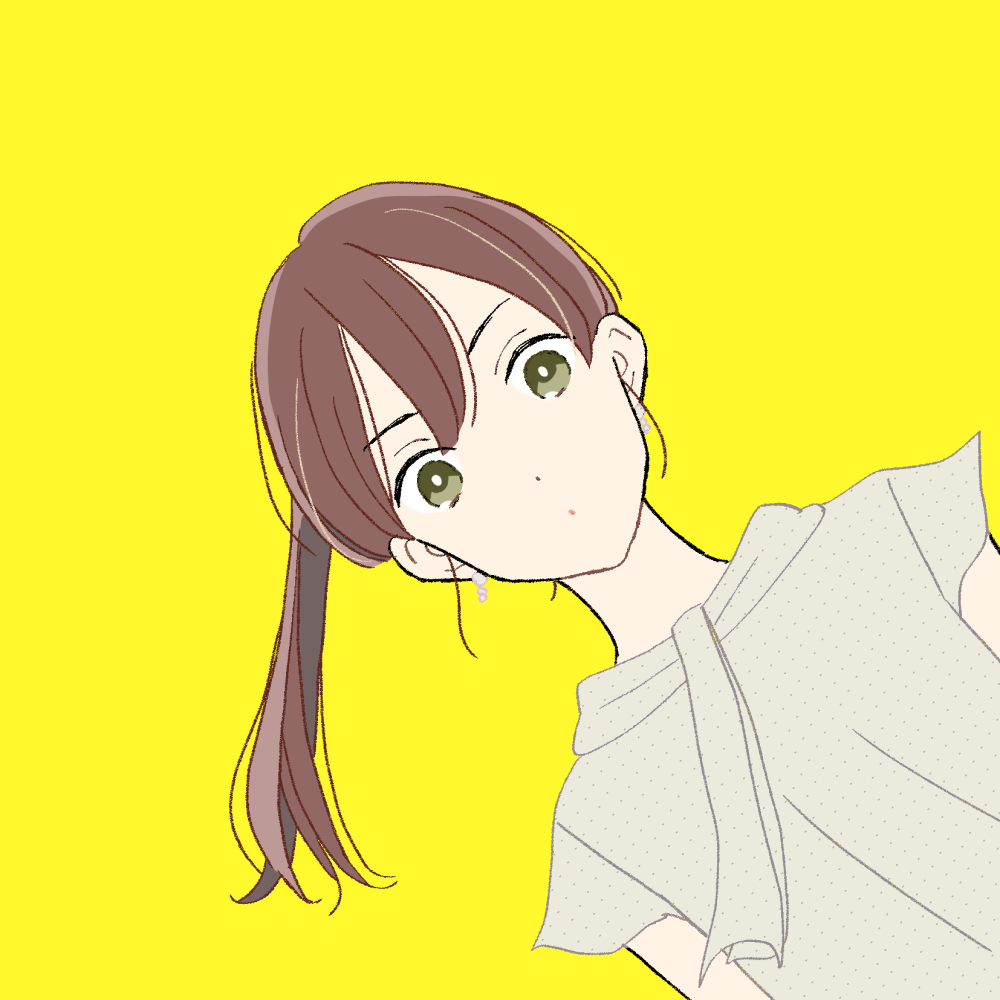 フリーイラスト素材 オフィスカジュアル ポニーテール ひょっこり 女の子 ゆるやか生活