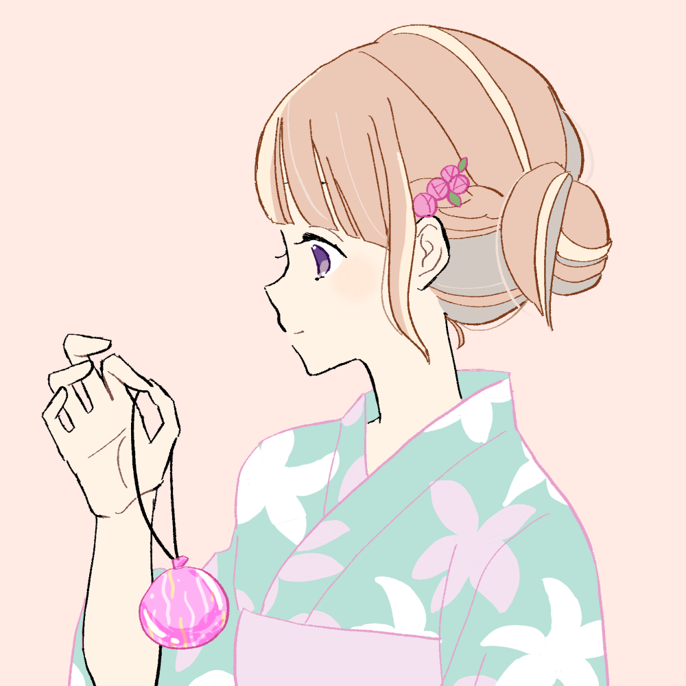 フリーイラスト素材 浴衣 水風船 女の子 ゆるやか生活