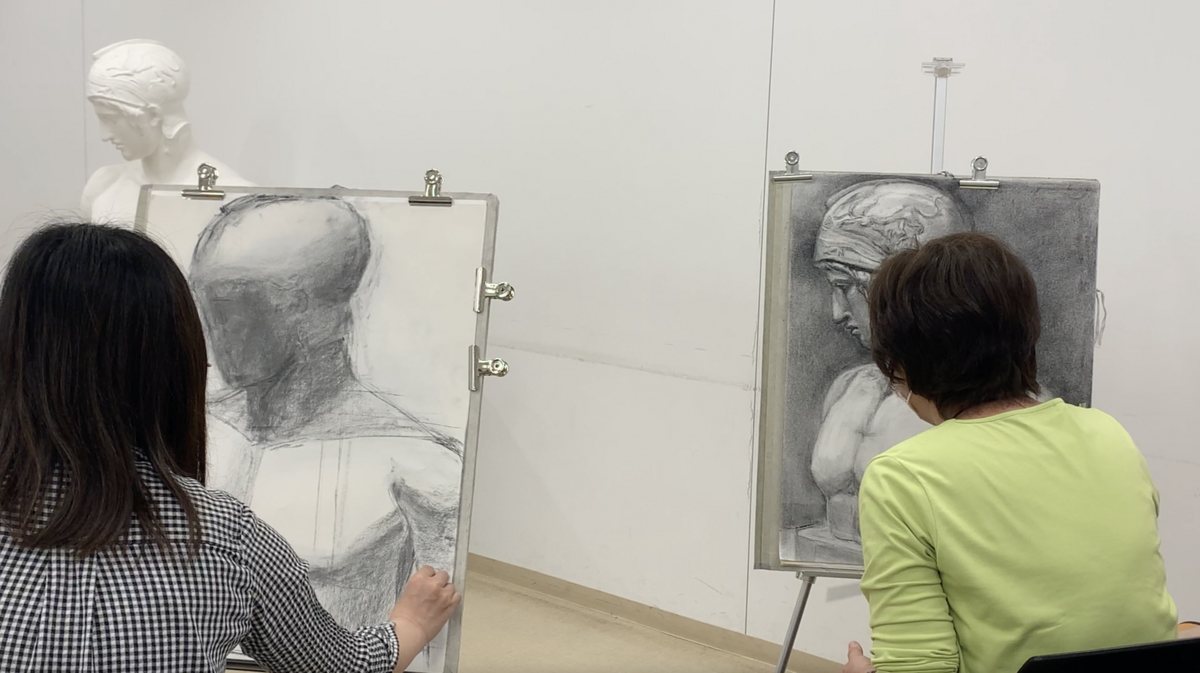 マルス胸像』を描く（2日目・最終日） - ウィズアートの石膏デッサン講座