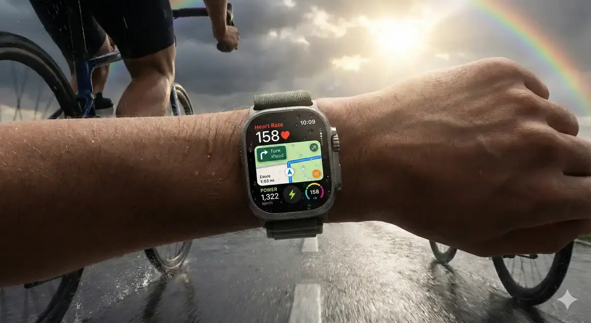 雨に濡れても問題なく動作する防水性能の高いApple Watch
