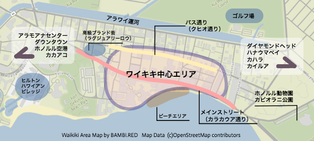 ワイキキ中心マップ