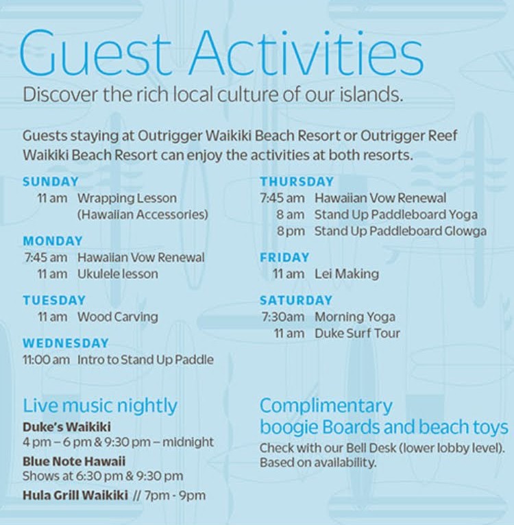 アウトリガー・ワイキキ・ビーチリゾート滞在記 - おすすめ！アクティビティがたくさん！