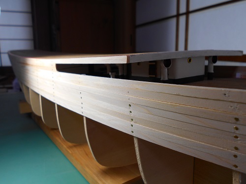 今井科学社製の帆船模型「1/80 日本丸」を作ります。船体外板張り